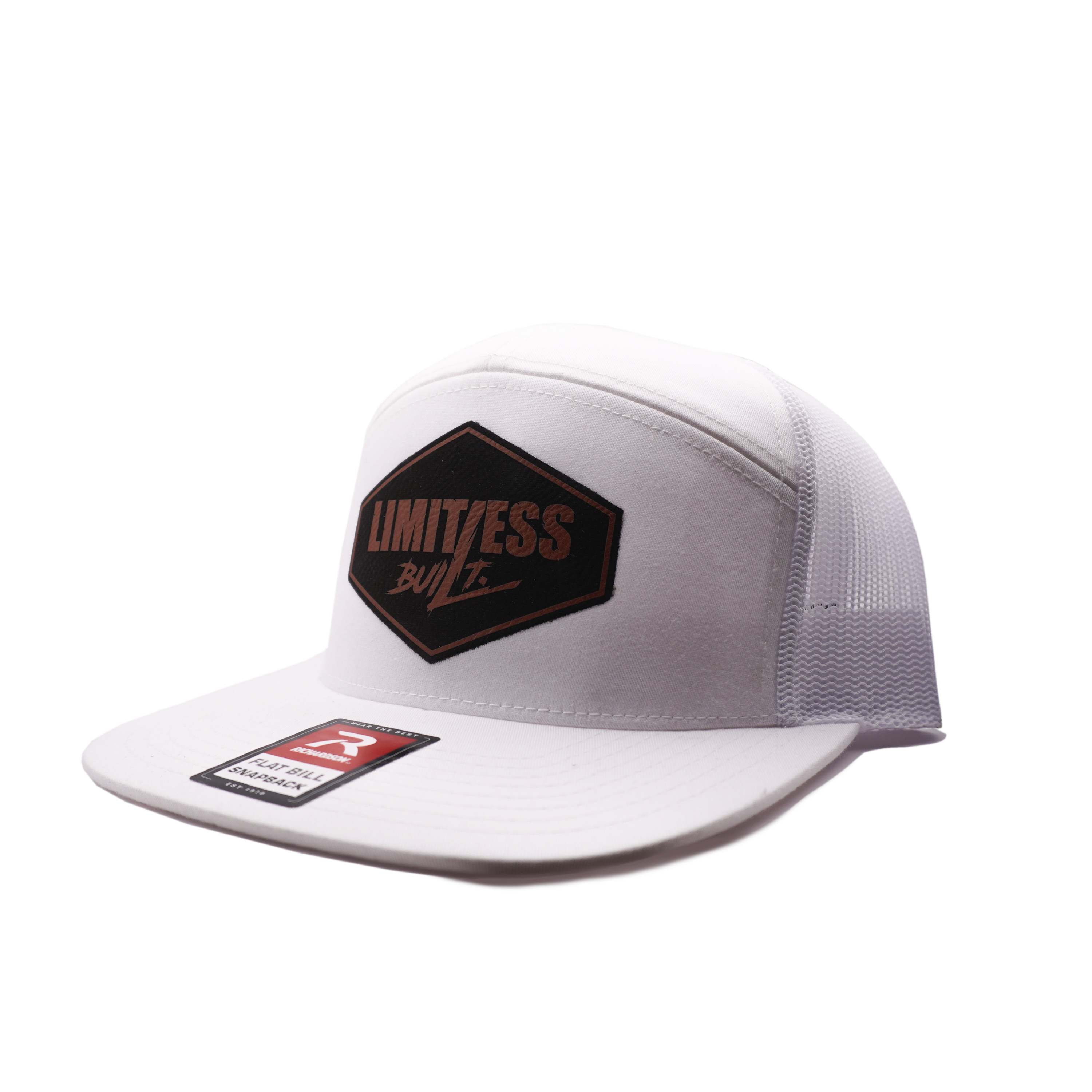 Limitless Built – Leather Patch White Flatbill